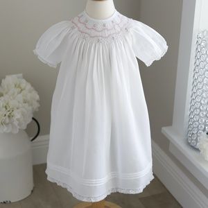 White Smocked Dress 12 Month Heirloom Feltman Brothers Bishop UNIQUE NWT